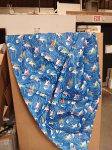 lot 42433 image: Blue Surfing Wave Print 160cm-30cm Patio Table Cover - Retail $8