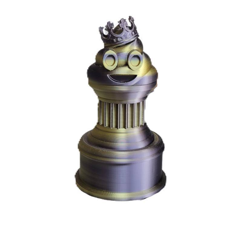lot 22075 image: Znet3D Jr. King Poop Emoji Trophy - 5.5 Tall, 2.5 oz - Hilarious & Unique Award with Gold Crown on Round Stand - Perfect Fun Gift for Any Occasion - Lightweight & Eye-Catching Design (BlackRed)
