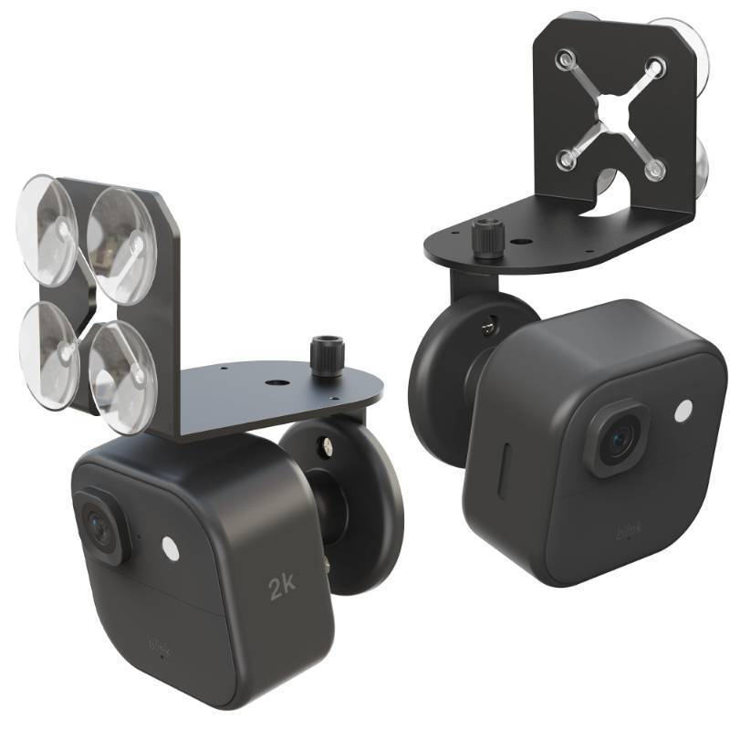 lot 29877 image: 2-in-1 Metal Camera Mount for Blink Outdoor 4 & Blink Mini, 2026 Upgrade Big Suction with 360° Adjustable Bracket, Window Suction or Screw Wall Mount, Heavy Duty, Black (2-Pack) - Retail $24