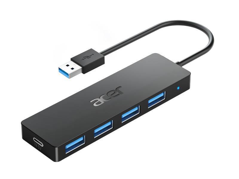 lot 31632 image: Acer USB Hub 4 Ports, Multiple USB 3.0 Hub, USBA Splitter for Laptop with Type C Power Port, Extender for A Port Laptop, PC, Desktop and More (0.7ft) - Retail $16