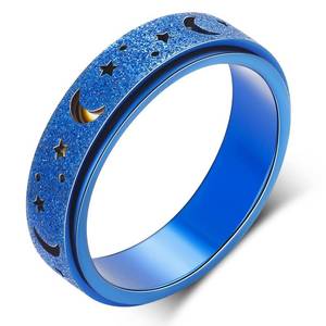 lot 30158 image: OreilleStar Anxiety Ring for Women Spinner Ring Fidget Ring Fidget Toys Adults Spinner Rings Fidget Rings for Anxiety for Women Anxiety Fidget Ring Men (Moon Star-Blue, 9) - Retail $9