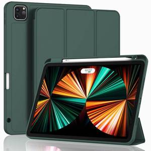 lot 30160 image: ZryXal New iPad Pro 12.9 Inch Case 202220212020(6th5th4th Gen) with Pencil Holder,Smart Case Support Touch ID and Auto WakeSleep with Auto 2nd Gen Pencil Charging (Midnight Green) - Retail $20