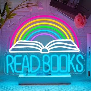 lot 30169 image: FAXFSIGN Read Books Neon Sign Book Neon Light Colorful Rainbow Neon Light sign Read More Books Neon Signs Library Classroom Reading Room Bookstore Bookish Decoration Kids Gifts - Retail $30