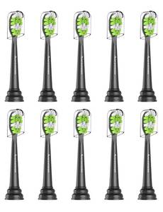 lot 30172 image: Aoremon Replacement Toothbrush Heads Compatible with Philips Sonicare Click-On Handles, 9 Count Medium Firm Dupont Bristles Brush Heads for Phillips Sonicare, Black - Retail $14
