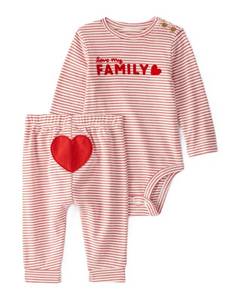 lot 30175 image: Carters Baby 2 Pc Sets 119g111, Bodysuit and Leggings Set (RedStriped Valentines, 12 Months) - Retail $22