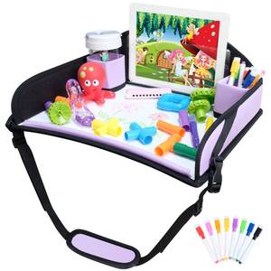 lot 30215 image: COOLBEBE Kids Travel Tray for Car Seats, Toddler Lap Desk with Dry Erase Surface, Portable Activity Table for Road Trips, Snack & Play Tray (Purple) - Retail $17