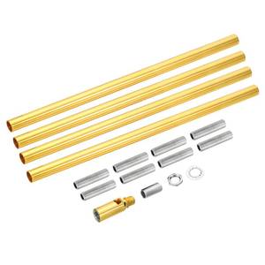 lot 30225 image: MECCANIXITY Threaded Extension Rod, 9.8 Lamp Pipe with Connector Light Fixture for Pendant Light Island Lighting Chandeliers Stems, Electrophoresis Gold - Retail $19