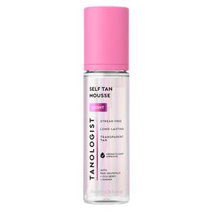 lot 30230 image: Tanologist Self Tan Mousse- Light, Fast-Developing, Transfer-Proof Clear Self Tanner for Face & Body, Smells Great, Lasts 7 Days, Natural Not Orange, Vegan Formula, 6.76 fl oz - Retail $16