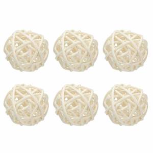 lot 30231 image: MECCANIXITY 6 Pcs Wicker Rattan Balls 1.2 Inch Rattan Decorative Balls Vase Fillers for Wedding Party Centerpiece Bowls Home Decoration, White - Retail $7