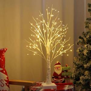 lot 32902 image: Artificial Lamp with Timer, DIY Birch Tree with Lights, USBBattery Powered, Fairy Light Spirit Tree for Table Home Wedding Bedroom Christmas (Warm White) - Retail $17