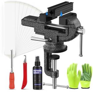 lot 32912 image: Golf Grip Kit for Regripping Golf Club, Golf Grip Removal Tool with Portable Vise Clamp, Solvent, 15 Double-Sided Tapes (2x10), Hook Knife & Tape Remover & Rubber Sleeve DIY Golf Club Repair Kit - Retail $34