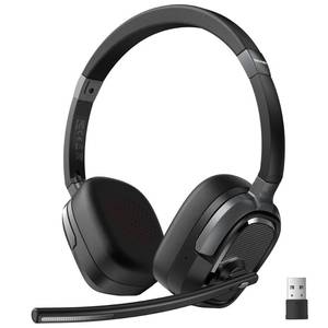 lot 32915 image: TECKNET Wireless Headset with Mic for Work, V6.0 Bluetooth Headset with AI Noise-Cancelling Microphone & USB-A Dongle, 50H Playtime & Mute, On-Ear Headphones for PC, Laptop, Phone, Office & Trucker - Retail $27