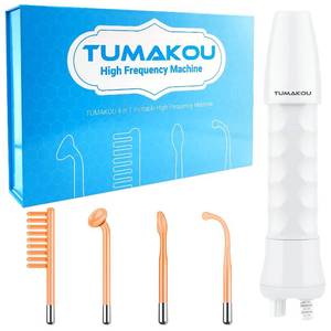 lot 32920 image: High Frequency Facial Machine - TUMAKOU Portable Handheld High Frequency Facial Skin Wand Machine with 4 Different Tubes - Retail $27
