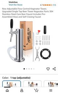 lot 32936 image: Adjustable Flow Control Kegerator Tower with Beer Tap Faucet - Retail $65