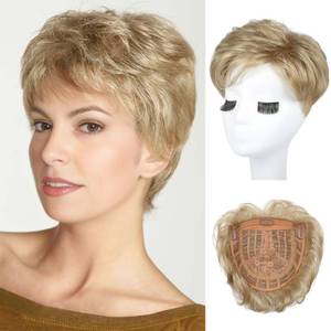 lot 32949 image: REECHO Hair Topper for Women - 100% Japanese Revolutionary Fiber Short Toupee Wiglet Topper Hairpiece for Women with Thinning Hair Loss Lightweight Large Base for Full Coverage - Silver White