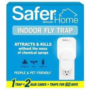 lot 32950 image: Safer Home Indoor Plug-In Fly Trap - SH502 - Effective Fruit Fly Traps for Indoors, Gnat Traps for House Indoor, 400 Sq Ft Protection - Style 1 Device  2 Glue Cards - Retail $13