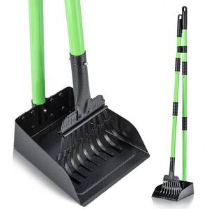 lot 32975 image: MXF Pooper Scooper, Dog Pooper Scooper Long Handle Stainless Metal Tray and Rake Set for Medium Small Dogs Heavy Duty - Use on Grass, Dirt or Gravel - Pet Supplies (Green) - Retail $17