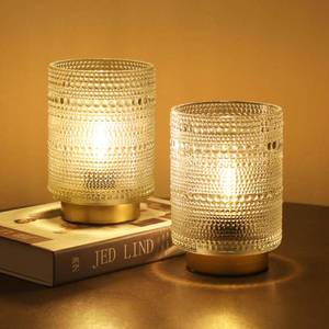 lot 32979 image: 2 Pack Battery Operated Decorative Lamp with Timer for Bedside,Small Cordless Table Lamps with LED Warm Bulb for ShelfCoffee TableEntryway Bathroom or Kitchen Counter DormOffice Cubicle(Clear) - Retail $40