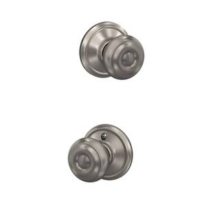 lot 32985 image: Schlage F10 GEO 619 Georgian Door Knob, Hall & Closet Passage Lock, Satin Nickel - Retail $19