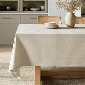 lot 32995 image: MIULEE Natural Beige Linen Cotton Table Cloth Rectangle Tablecloth Spring Waterproof Spillproof Cross-Star Textured Table Cloth Decorative Farmhouse Style for Dining Party Weddings 52x70 Inch - Retail $17