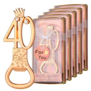 lot 33011 image: 24 boxes of rose gold themed 40th birthday bottle openers favored for 40th wedding party gifts birthday party souvenirs or party decorations - Retail $30