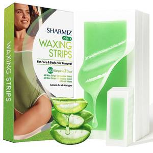 lot 42453 image: Wax Strips for Hair Removal Kit 60 Pieces 20 Body & 10 Facial Waxing Strips for Face, Eyebrow, Arms, Legs, Underarm, and Bikini - Retail $19