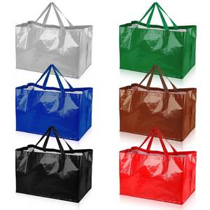 lot 42455 image: Shappy 6 Pcs Extra Large Reusable Shopping Grocery Bags with Handles Woven Plastic Waterproof Tote Bags (21.7 x 14.2 x 13.8 Inch,Vivid Color) - Retail $26