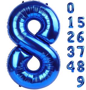 lot 42461 image: 40 Inch Number 8 Balloon, Navy Blue 8 18 28 80 Birthday Balloons for Men Boys, 8th Birthday Decorations Party Supplies, Wedding - Retail $6