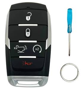 lot 42479 image: Smart Key Fob Cover Case Shell Fit for Dodge RAM 1500 Pickup 2019-2024 Keyless Entry Remote Casing OHT-4882056 (5 Buttons B) - Retail $18