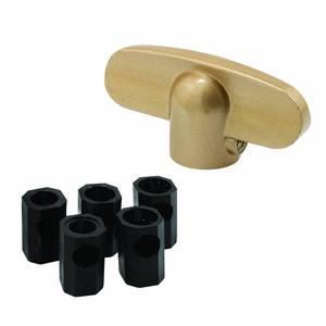lot 42483 image: Prime-Line H 3896 Universal, Champagne Tee-Crank Casement Window Handle (2 Pack) - Retail $14