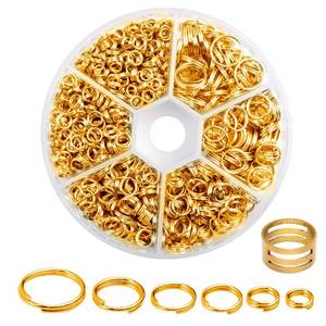 lot 42484 image: Aylifu Iron Split Rings, 1 Box (100g) 6 Sizes Double Loop Jump Ring Small Split Key Rings Connector with Opener Tool for DIY Jewelry Making - Gold, 4-10mm - Retail $9