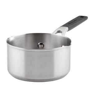 lot 42496 image: KitchenAid 71018 Stainless Steel Saucepan with Pour Spouts, 1 Quart - Brushed Stainless Steel