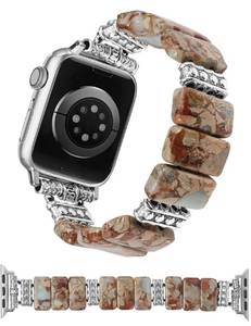 lot 42499 image: Moolia Natural Stone Bracelet Compatible with Apple Watch Band 41403842mm Women, Handmade Elastic Beaded Western Strap for iWatch Series 11 10 9 8 7 6 5 4 3 2 1 SE 123 Ultra 123 - Retail $22