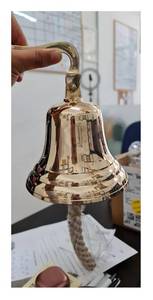 lot 42501 image: 4 Solid Brass Bell Quality Marine Wall Mounted Ship Hanging Bell Perfect for Dinner, Indoor, Outdoor, School, Bar, Reception, Last Order & Church by The Metal Magician - Retail $36