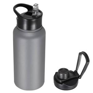 lot 61831 image: VQRRCKI 32 oz Insulated Water Bottle Bulk 8 Pack, Stainless Steel Sports Water Bottles with Straw Lid & Wide Mouth Lids, Double Walled Vacuum, Leak Proof, Gray - Retail $70