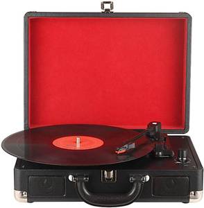lot 61836 image: Vinyl Record Player Wireless Turntable Bluetooth 3-Speed Portable Vintage Suitcase with Built-in Speakers, Includes Extra StylusRCA OutAUX IN