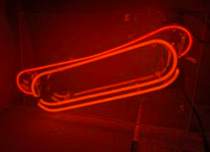 Red Orange Neon Light Hotdog Shape Wall Sign