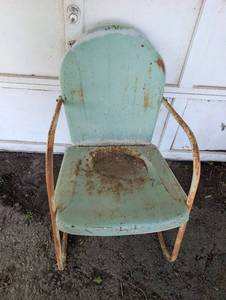 Metal Motel Chair with Sea Foam Green Paint