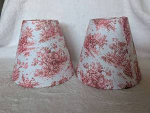 lot 2912 image: Red Toile Fabric Lampshades - 2 ct - new