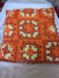lot 2947 image: Handmade Crochet Granny Square Afghan Pillow
