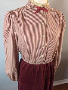 Melissa Petites Striped Vintage Dress with Lace Collar