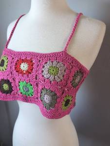 lot 2963 image: Crochet Granny Square Crop Top - Large - new