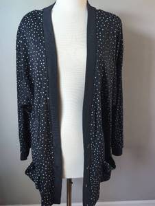 lot 2965 image: Simple Addition Black Polka Dot Long Cardigan Size 24W-40