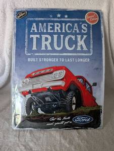 lot 2981 image: Ford Americas Truck Metal Tin Sign Wall Decoration - new