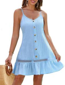 lot 1013 image: Womens Bathing Suit Cover Up Bikini Swimsuit Coverup Spaghetti Straps Beach Cover Ups Sun Dresses Baby Blue XL