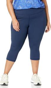 lot 1042 image: Womens High Waisted Active Sculpt Cropped Workout Exercise Capri Leggings Blue Large