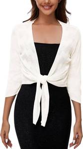 lot 1049 image: Womens Tie Front Bolero Cardigan Shrug Sweater 34 Sleeve Knotted Lightweight Short Shawl Top Lilac Large