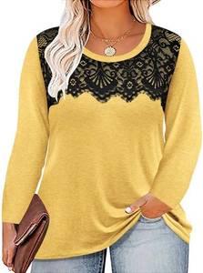 lot 1050 image: TIYOMI Plus Size Tops Long Sleeve Black Lace Dressy Casual T-shirt Fall Lightweight Sweatshirt Tunics Pullover 5XL