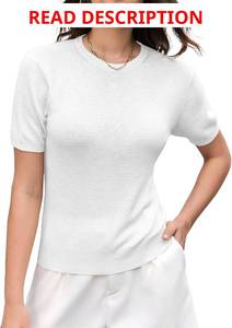 lot 1059 image: DAIMIDY Womens Short Sleeve Crew Neck Sweaters Lightweight Summer Sweater Casual Knit Pullover Tops Gray Medium