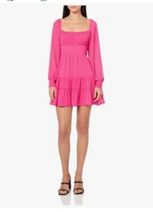 lot 1063 image: Speechless Womens Long Sleeve Babydoll Dress Hotpink XL